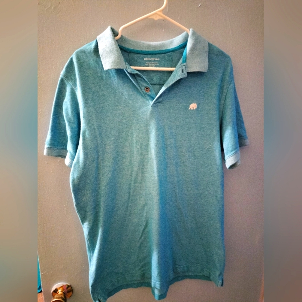 Banana Republic Polo Shirt Mens Large Blue/Green